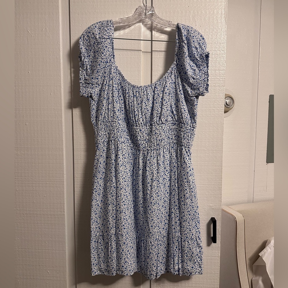Hollister Blue Floral Mini Dress with Pockets